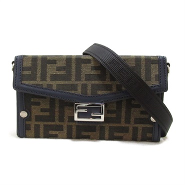 FENDI Phone Pouch Baguette Crossbody Shoulder Bag 7AS139 canvas Khaki Used Women