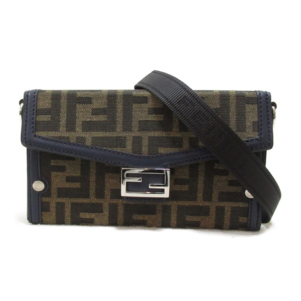FENDI Phone Pouch Baguette Crossbody Shoulder Bag 7AS139 canvas Khaki Used Women