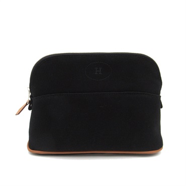 HERMES Bolide pouch mini bag canvas Black Used unisex SHW