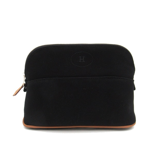 HERMES Bolide pouch mini bag canvas Black Used unisex SHW
