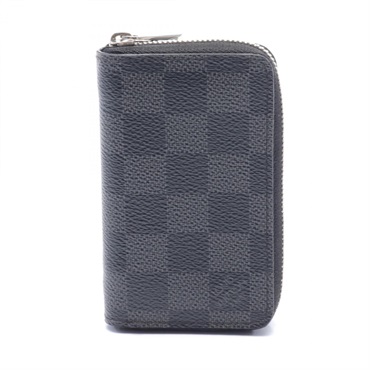 LOUIS VUITTON coin purse N63076 Damier graphite canvas Black Used mens LV