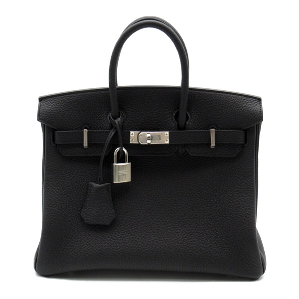 HERMES Birkin 25 Hand bag sac U Togo leather Black SHW Used