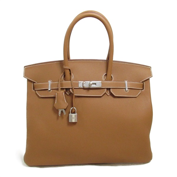 HERMES Birkin 35 hand bag sac W Togo leather Brown Gold Used SHW