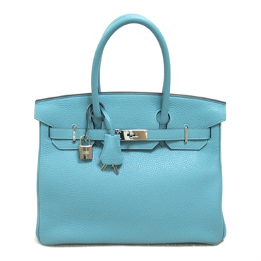 HERMES Birkin 30 Hand bag T Taurillon Clemence Blue atoll Used SHW