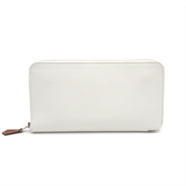 HERMES azap SilkIn around zipper long wallet B Evercolor leather New White Used