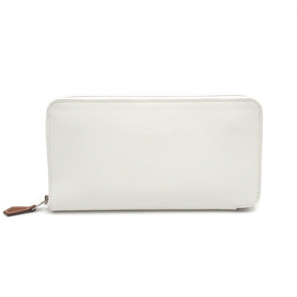 HERMES azap SilkIn around zipper long wallet B Evercolor leather New White Used