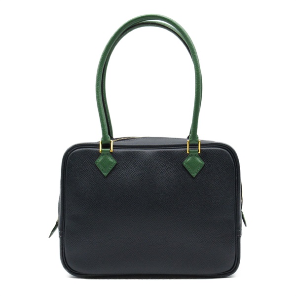 HERMES Plume 20 hand bag I Epsom leather Navy Green Used GHW