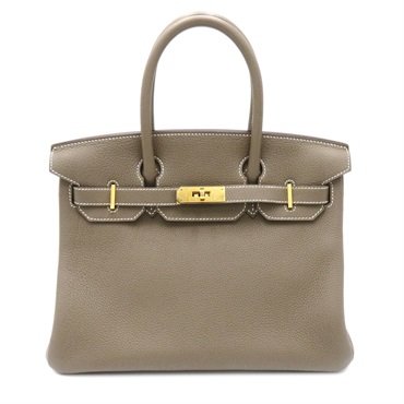 HERMES Birkin 30 Hand bag A Togo leather GHW Etoupe Grey Used Gray