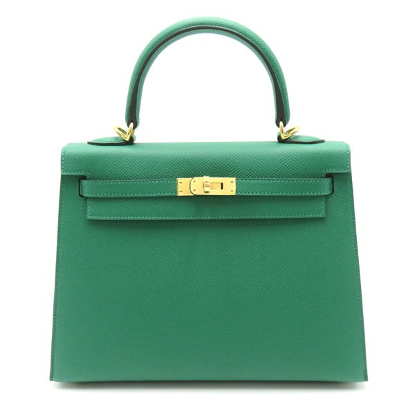 HERMES Kelly 25 outside stitched 2way shoulder Hand bag W Epsom Vert vertigo GHW
