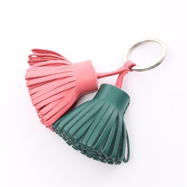 HERMES Carmen Unodos key ring Agneau milo Rose azalee Malachite Used SHW