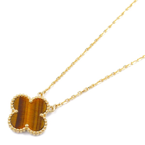 Van Cleef & Arpels Vintage alhambra Necklace 18KYG Yellow Gold Tiger's Eye Used