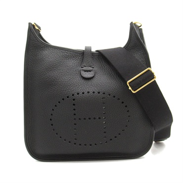 HERMES Evelyne 3PM Shoulder Bag Clemence leather Noir Black Used Women B GHW