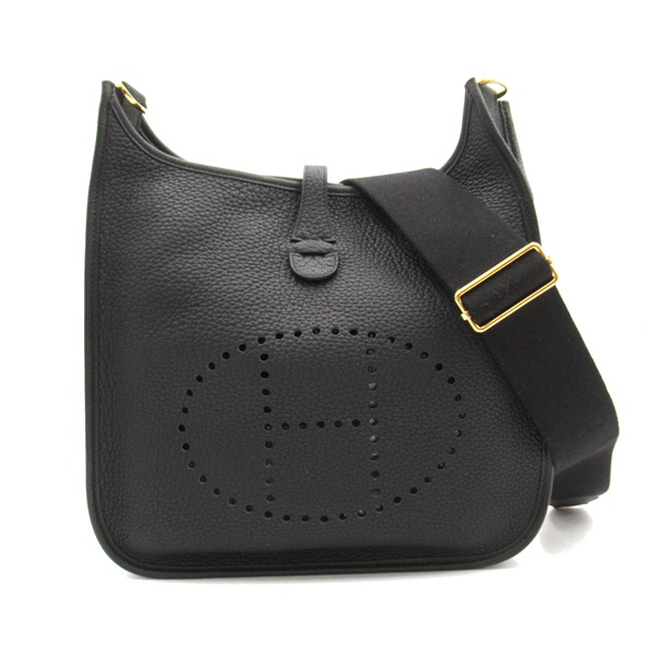 HERMES Evelyne 3PM Shoulder Bag Clemence leather Noir Black Used Women B GHW