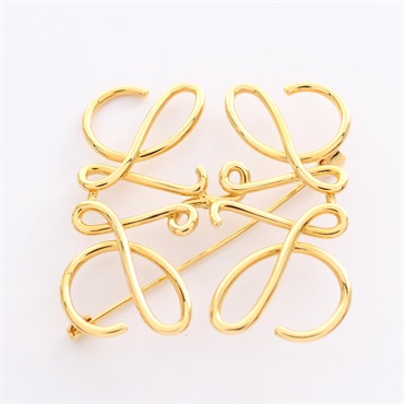 LOEWE anagram Brooch Gold Plated metal Used Women