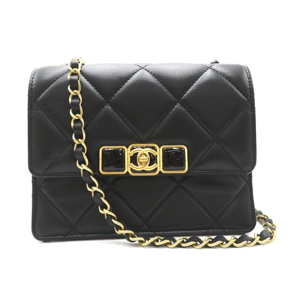 CHANEL Chain Shoulder crossbody Bag AS3392 Lambskin Black Used GHW