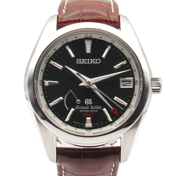 SEIKO Grand Seiko Spring Drive GMT Wrist Watch SBGE033 Auto SS leather Used mens