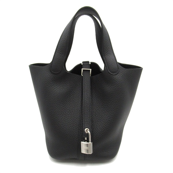 HERMES Picotin Lock PM Hand bag W Taurillon Clemence Calfskin Black SHW Used