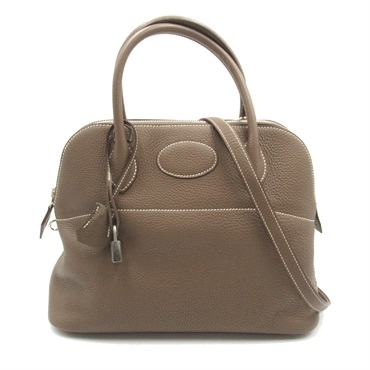 HERMES Bolide31 Shoulder Hand bag Taurillon Clemence Calfskin SHW Etoupe Grey