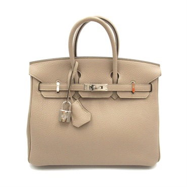HERMES Birkin 25 Verso Hand bag Togo leather SHW Pearl Grey Gris tourterelle