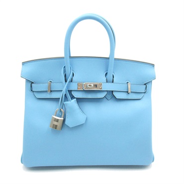 HERMES Birkin 25 Hand bag Vaux Swift leather SHW Blue du nord Used Women
