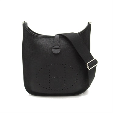HERMES Evelyne PM Shoulder Bag Taurillon Clemence Calfskin SHW Noir Black Used
