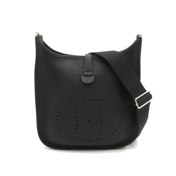 HERMES Evelyne PM Shoulder Bag Taurillon Clemence Calfskin SHW Noir Black Used