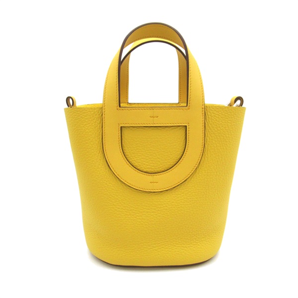 HERMES in the loop 18 Hand bag Taurillon Clemence leather SHW Yellow Sun Used