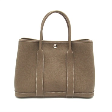 HERMES Garden party 30 TPM Handbag Negonda leather Gray Etoupe Grey Used W SHW