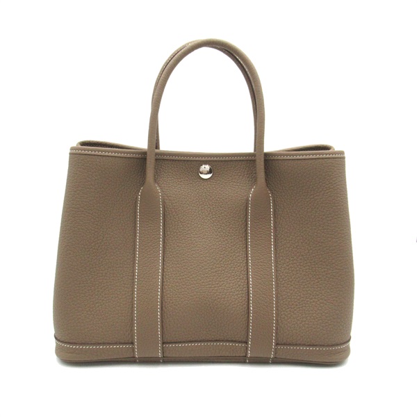 HERMES Garden party 30 TPM Handbag Negonda leather Gray Etoupe Grey Used W SHW