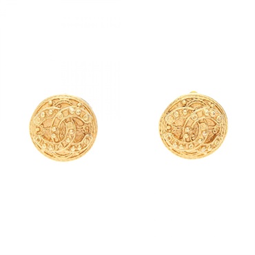 CHANEL COCO Mark Earrings Metal GHW Gold Used CC