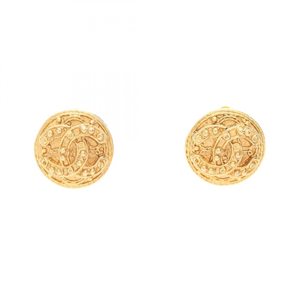 CHANEL COCO Mark Earrings Metal GHW Gold Used CC