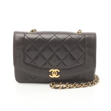 CHANEL Matelasse Diana Flap Shoulder Bag A01164 lambskin Black Used Women GHW CC