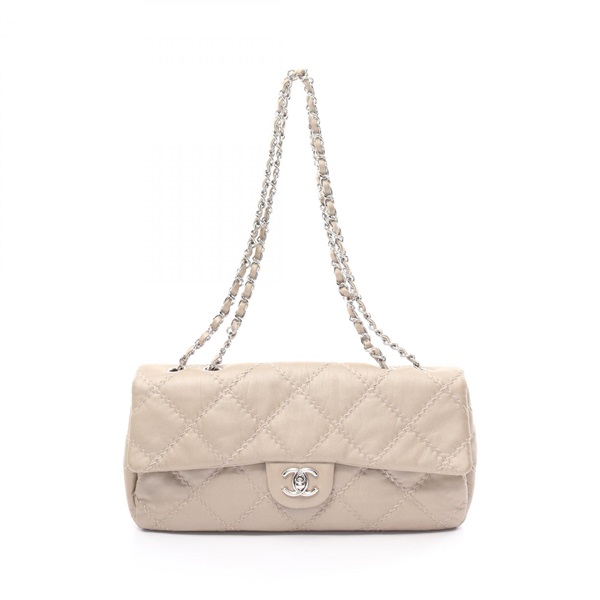 CHANEL CC Ultra stitch Chain Shoulder Bag A50852 Lamb leather Beige Used Women