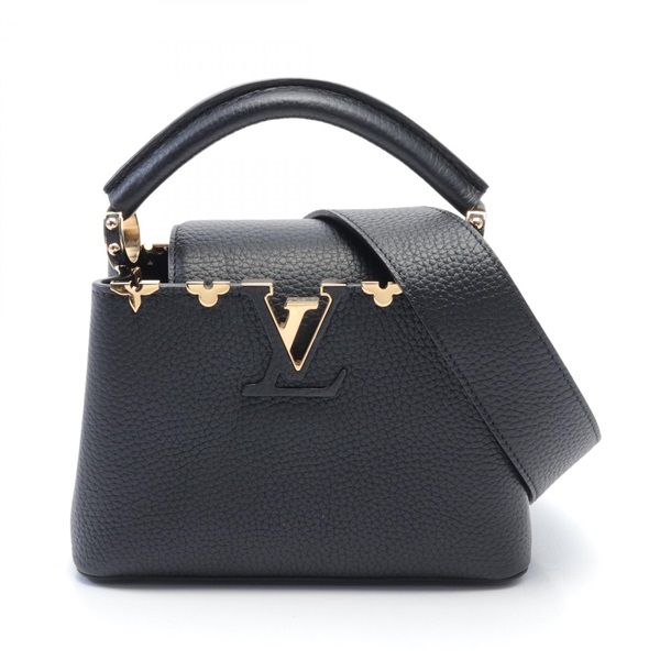 LOUIS VUITTON Capucine MINI 2way Handbag M56669 Taurillon leather Black Used LV