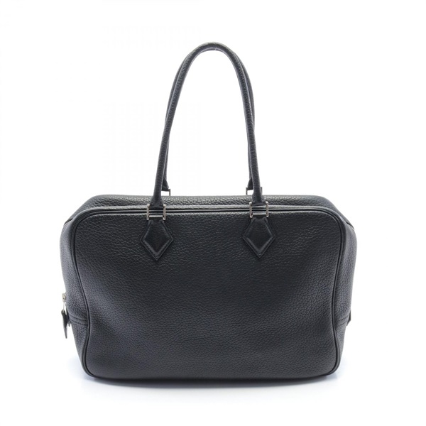 HERMES Plume 32 Hand bag H Fjord leather Black Used SHW