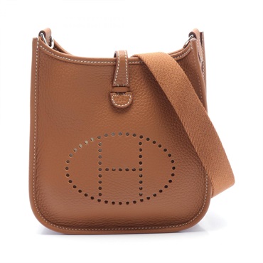 HERMES Evelyne TPM Shoulder crossbody Bag W Taurillon Clemence Brown Gold SHW