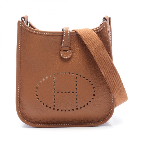 HERMES Evelyne TPM Shoulder crossbody Bag W Taurillon Clemence Brown Gold SHW