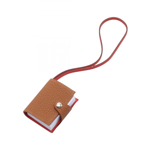 HERMES Ulysse Nano Verso Capucine bag charm Togo Swift leather Brown Used Z