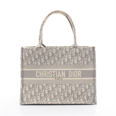 Christian Dior Medium Oblique Book Tote Bag canvas Gray Beige Used Women