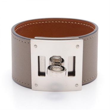 HERMES Kelly dog Bracelet Swift leather Beige Gris tourterelle Used Women A SHW