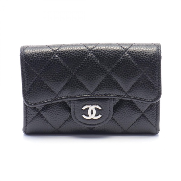 CHANEL Classic flap Matelasse Card Case AP0214 Caviar leather Black Used women