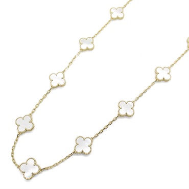 Van Cleef & Arpels Vintage Alhambra long Necklace K18 YG Gold Mother of pearl