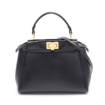 FENDI Mini Peekaboo 2way Shoulder Hand bag 8BN244 leather Black Used Women