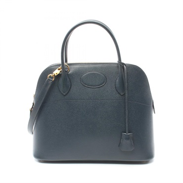 HERMES Bolide 31 Shoulder Hand bag Courchevel GHW Blue indigo Navy Used Women