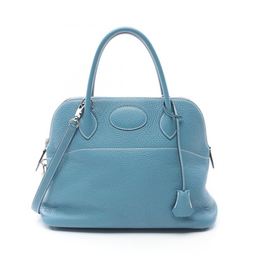 HERMES Bolide 31 Shoulder Hand bag Taurillon Clemence SHW Blue jean Used Women