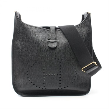 HERMES Evelyne 3 Trois GM Shoulder Bag Taurillon Clemence GHW Black Used Women