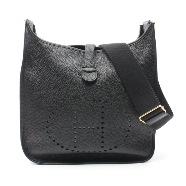 HERMES Evelyne 3 Trois GM Shoulder Bag Taurillon Clemence GHW Black Used Women