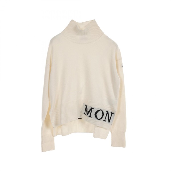 MONCLER logo knitwear Sweater Jumper 9F00012 wool cashmere White Used Women #XS