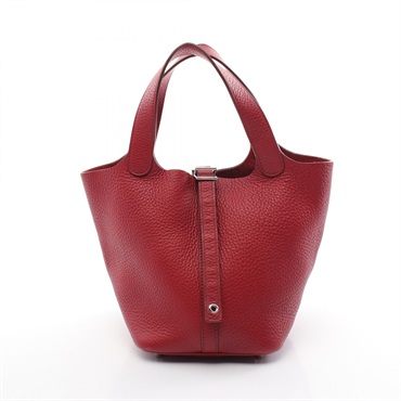 HERMES Picotin Lock PM Handbag Clemence leather Red Ruby Used Women R SHW