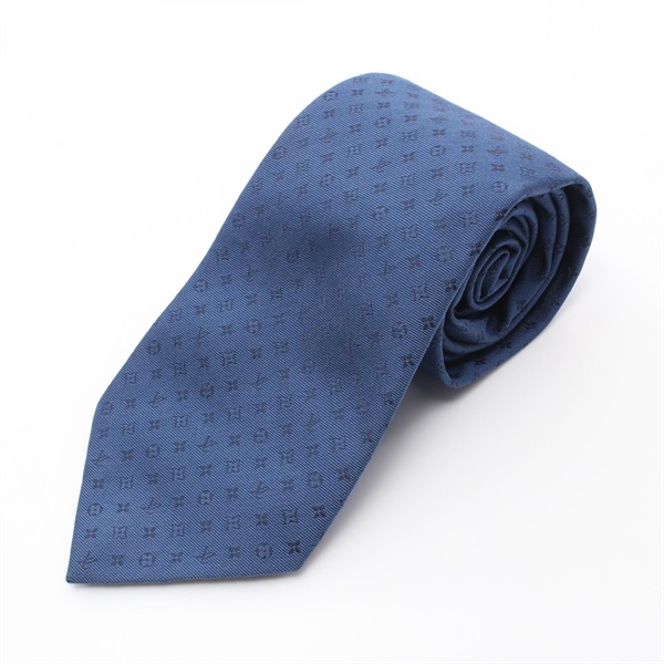 LOUIS VUITTON Neo Monogramissime 8CM tie M75988 silk Blue Marine Used mens LV